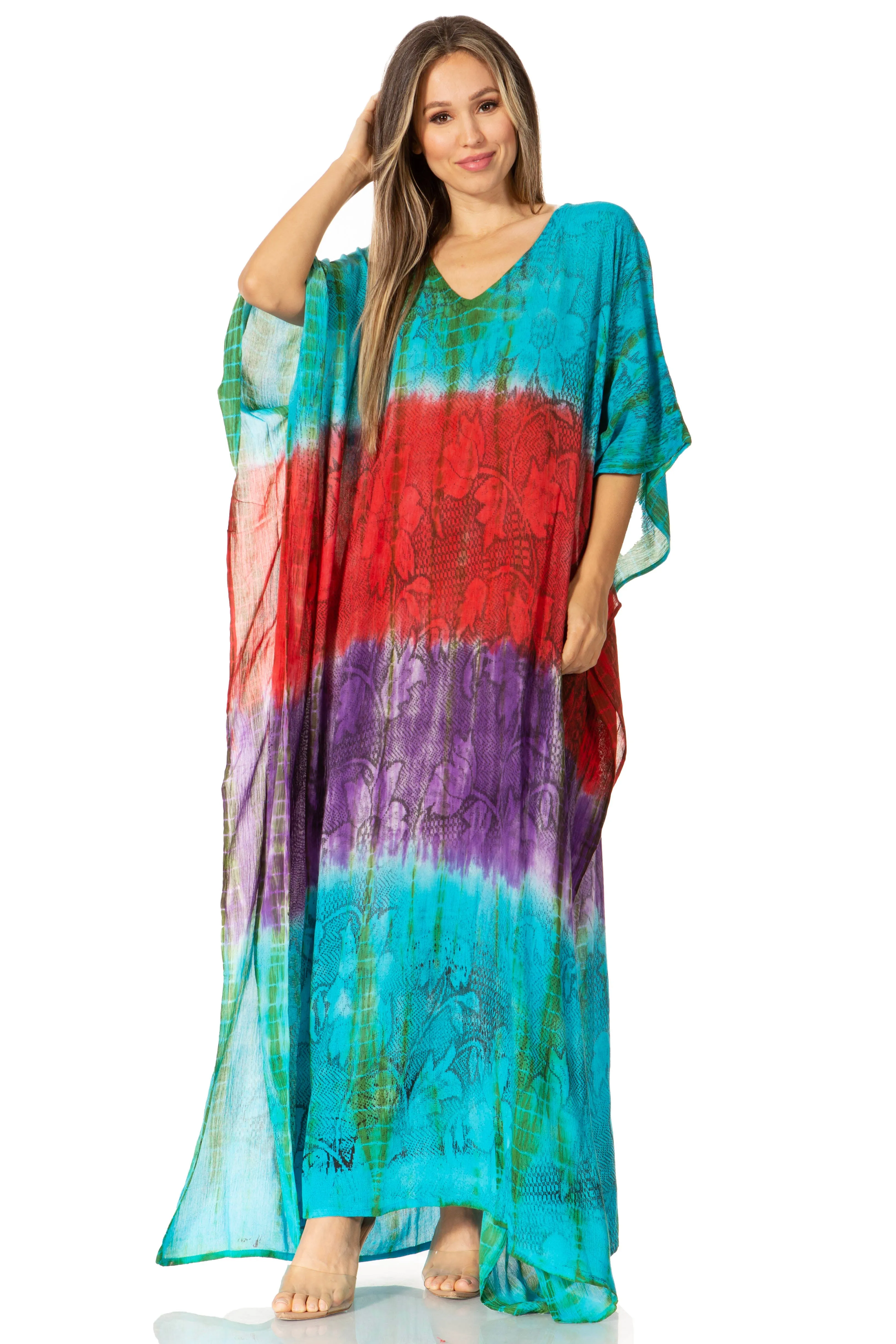 Sakkas Catia Women's Boho-Style Long Maxi Caftan for Lounging and Casual Wear