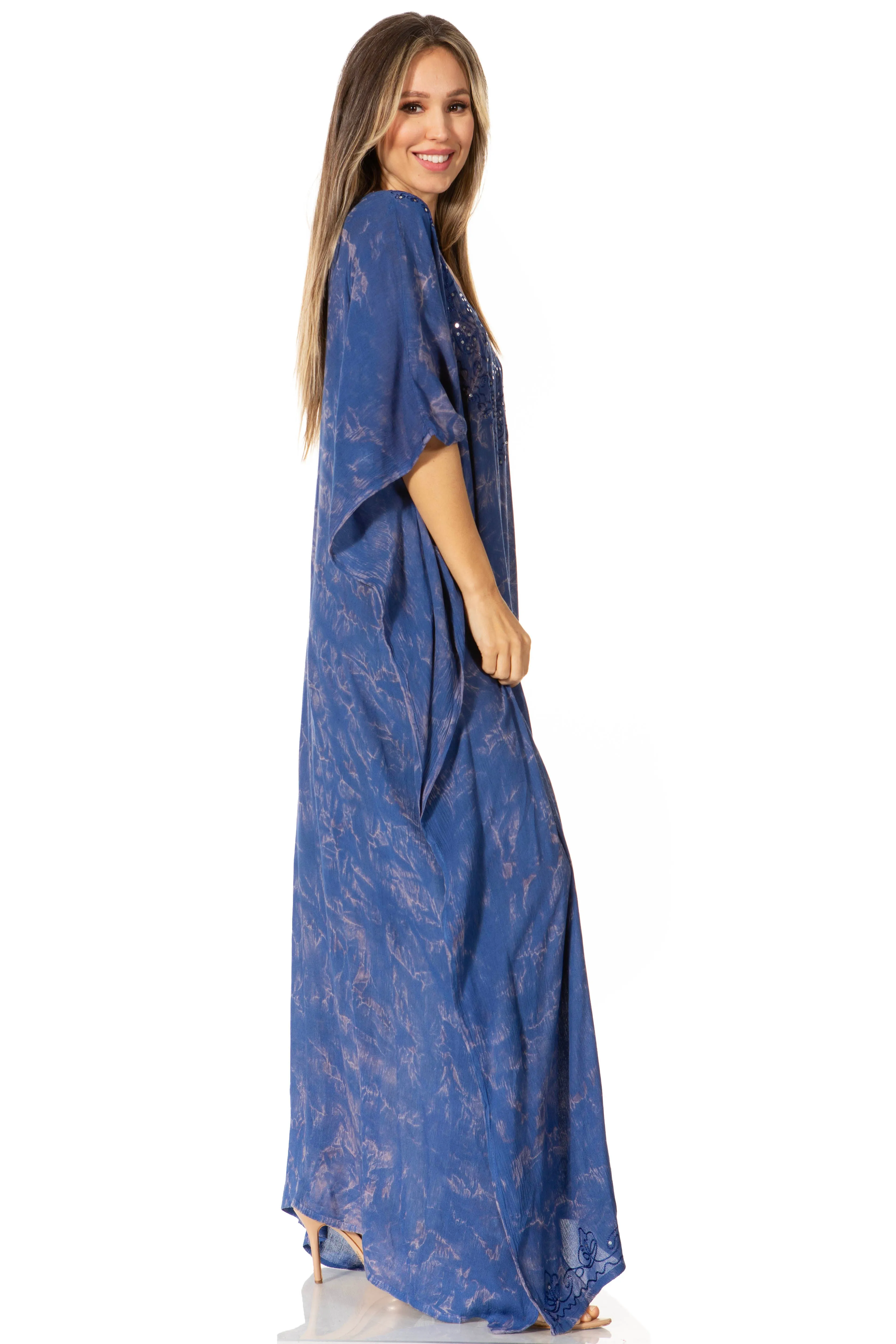 Sakkas Catia Women's Boho-Style Long Maxi Caftan for Lounging and Casual Wear