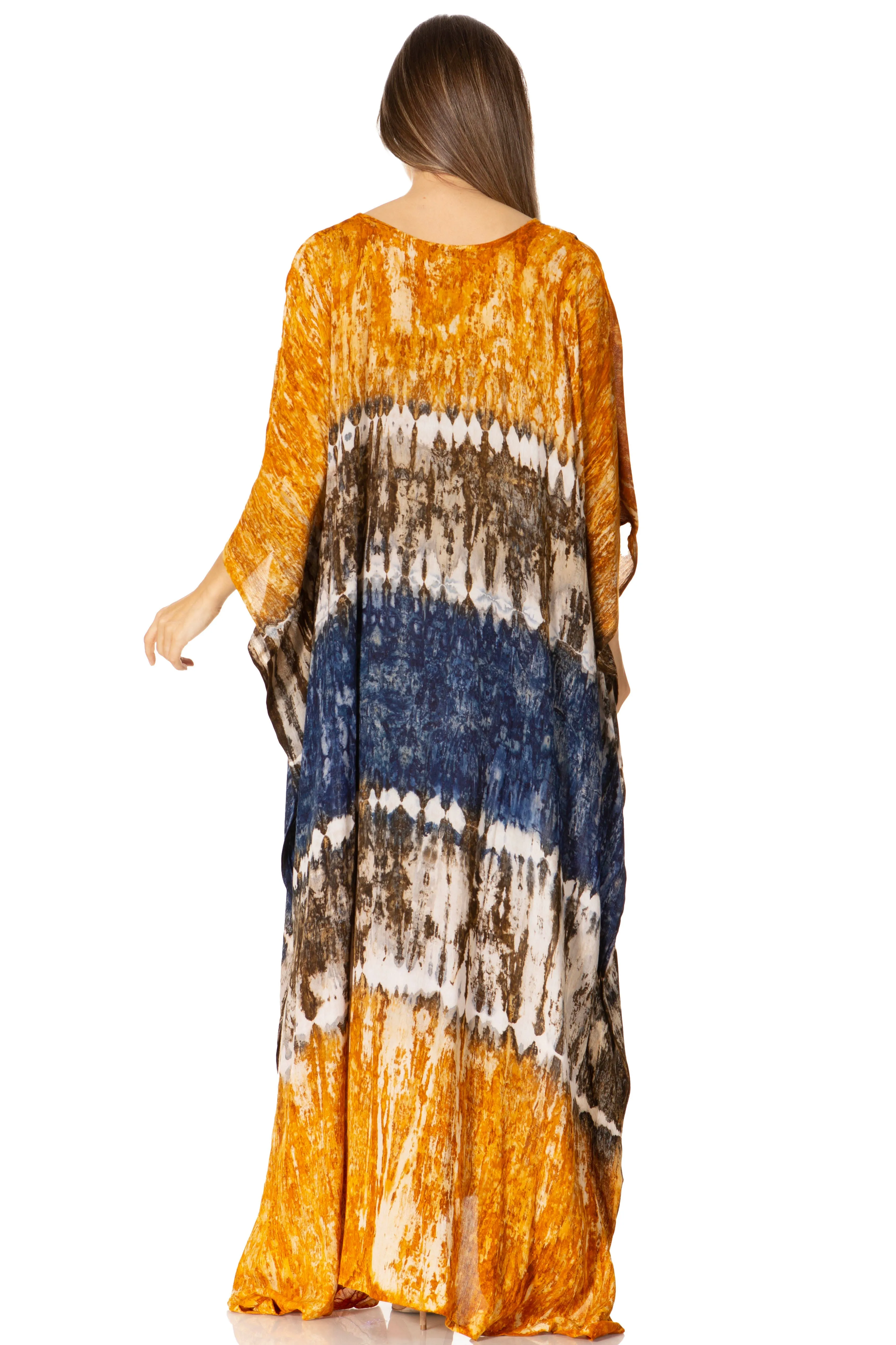 Sakkas Catia Women's Boho-Style Long Maxi Caftan for Lounging and Casual Wear