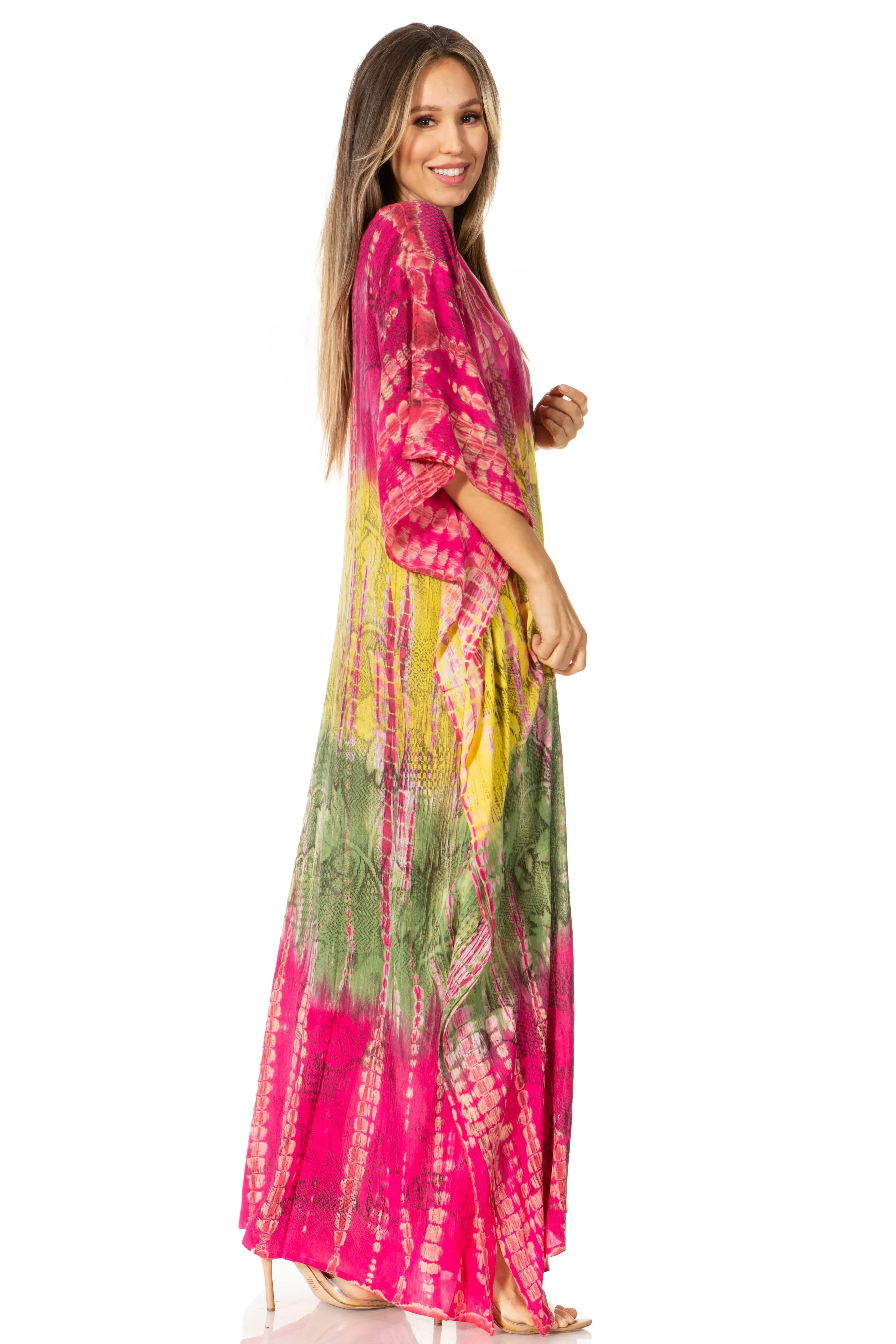 Sakkas Catia Women's Boho-Style Long Maxi Caftan for Lounging and Casual Wear