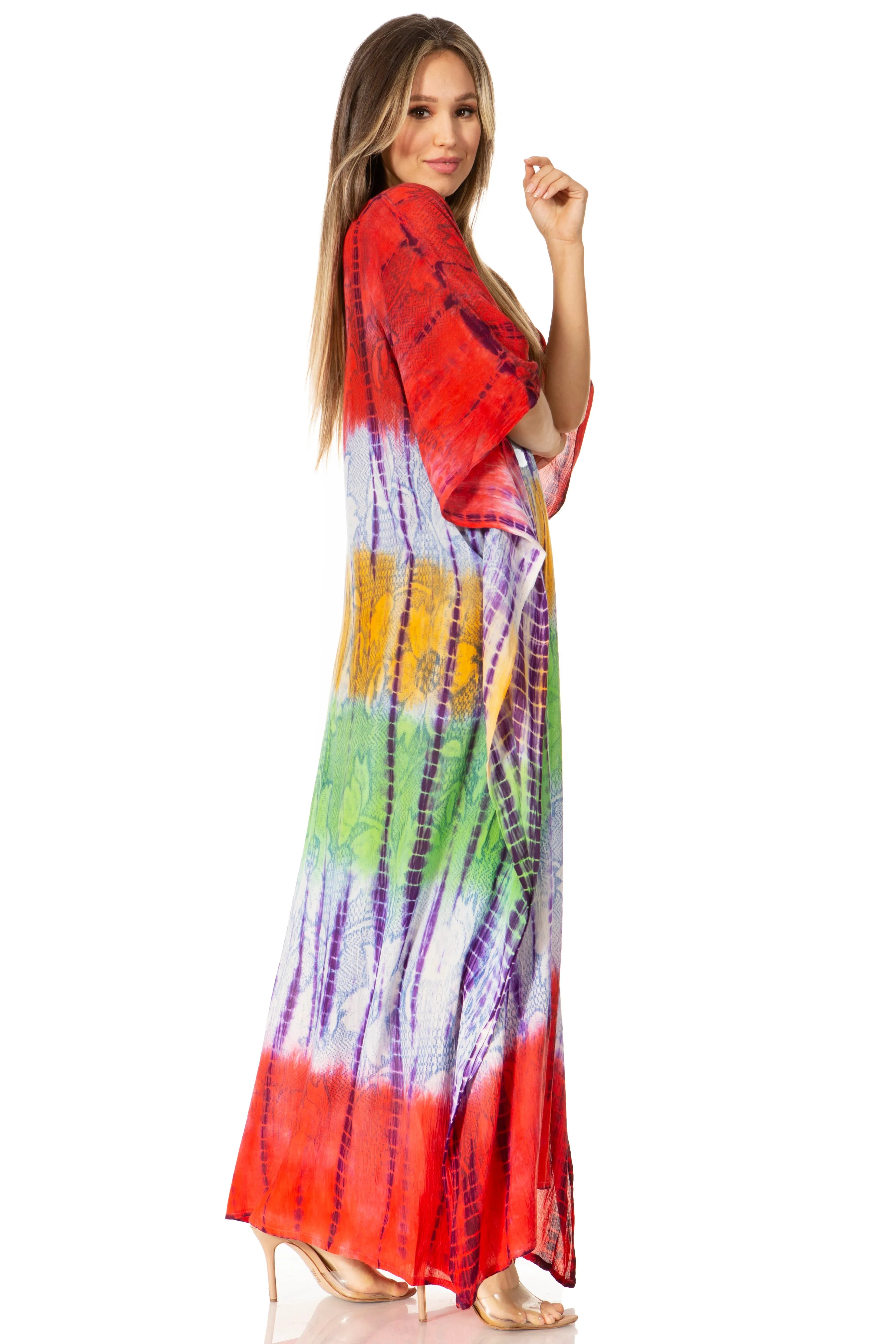 Sakkas Catia Women's Boho-Style Long Maxi Caftan for Lounging and Casual Wear