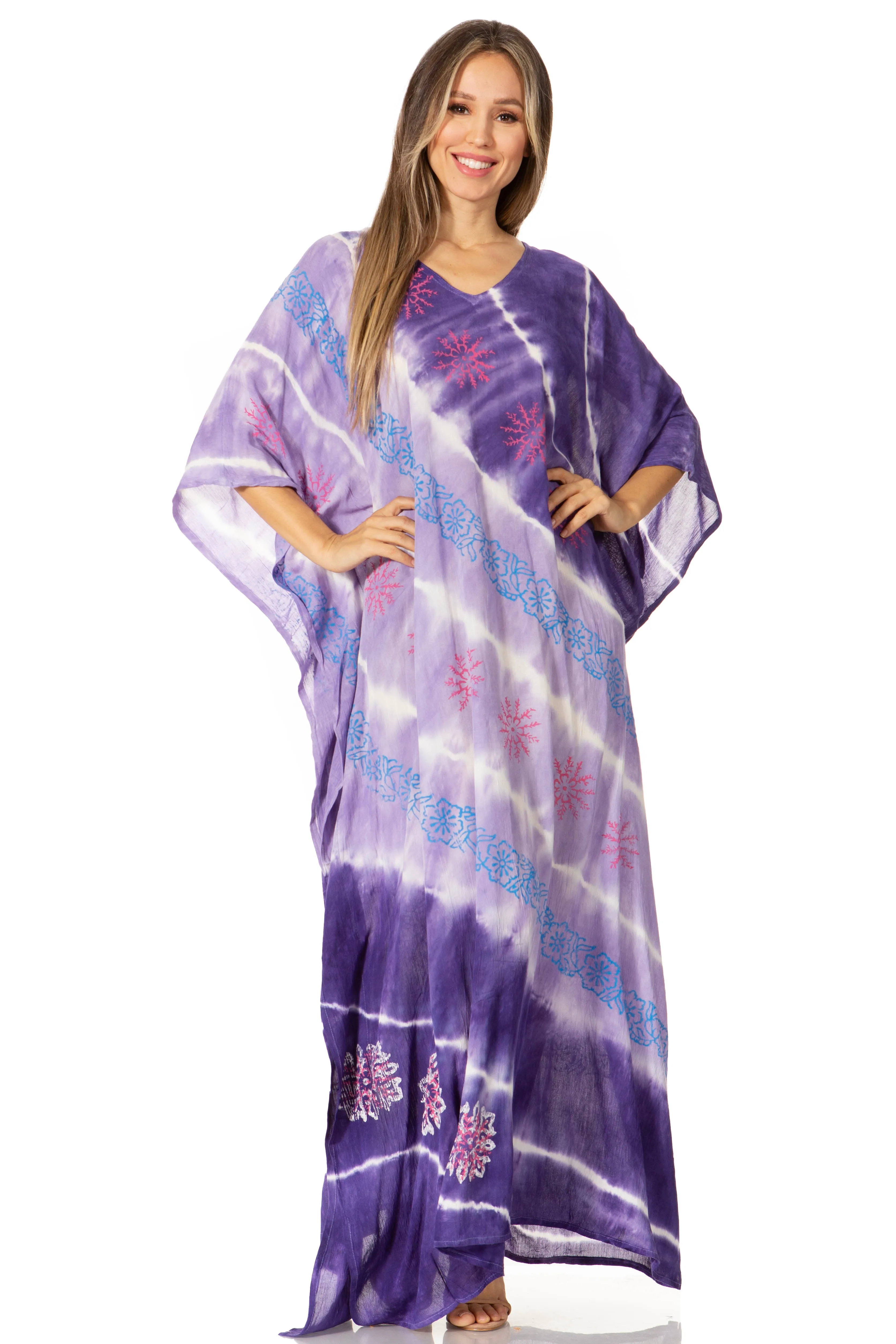 Sakkas Catia Women's Boho-Style Long Maxi Caftan for Lounging and Casual Wear