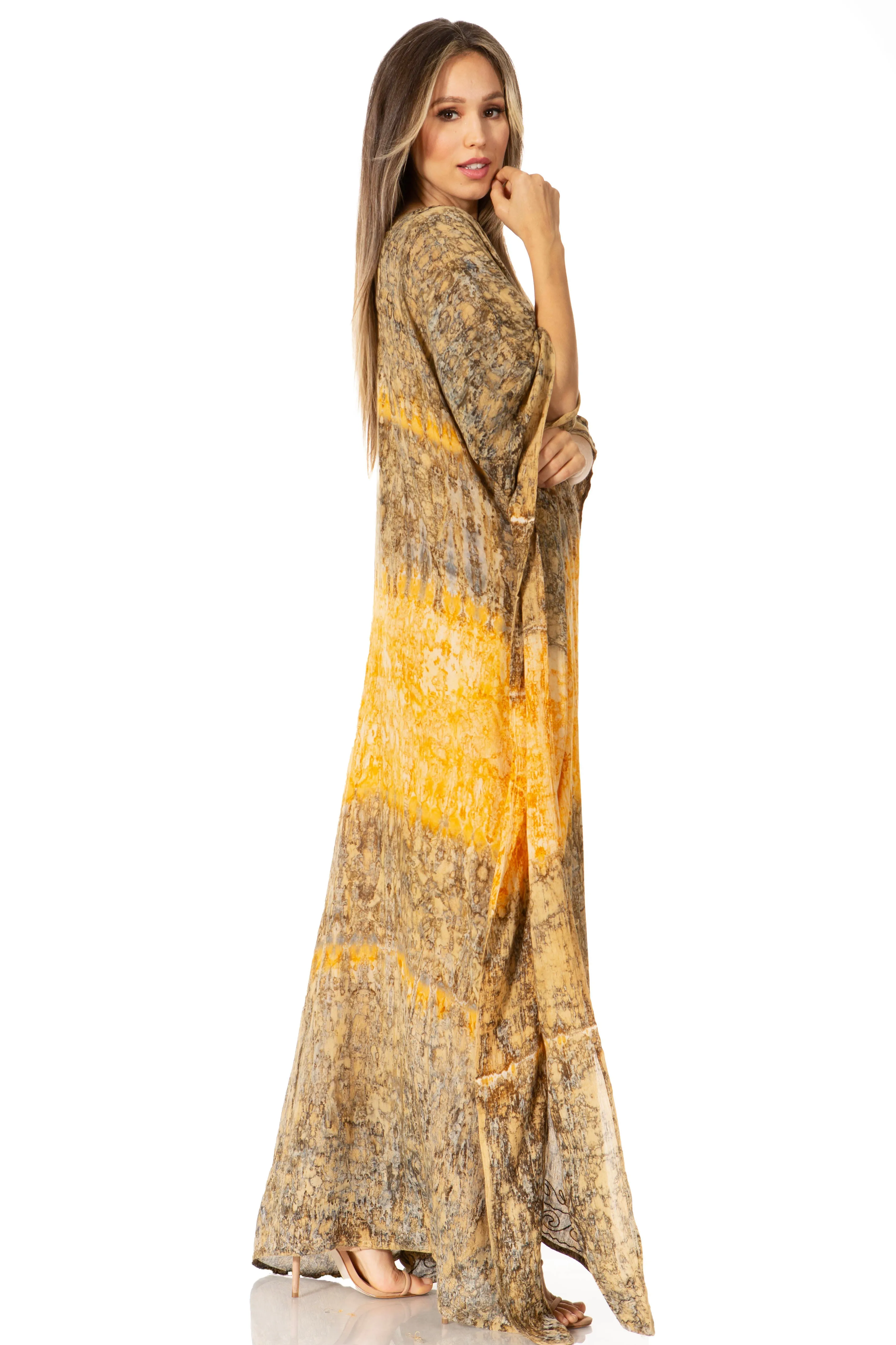 Sakkas Catia Women's Boho-Style Long Maxi Caftan for Lounging and Casual Wear