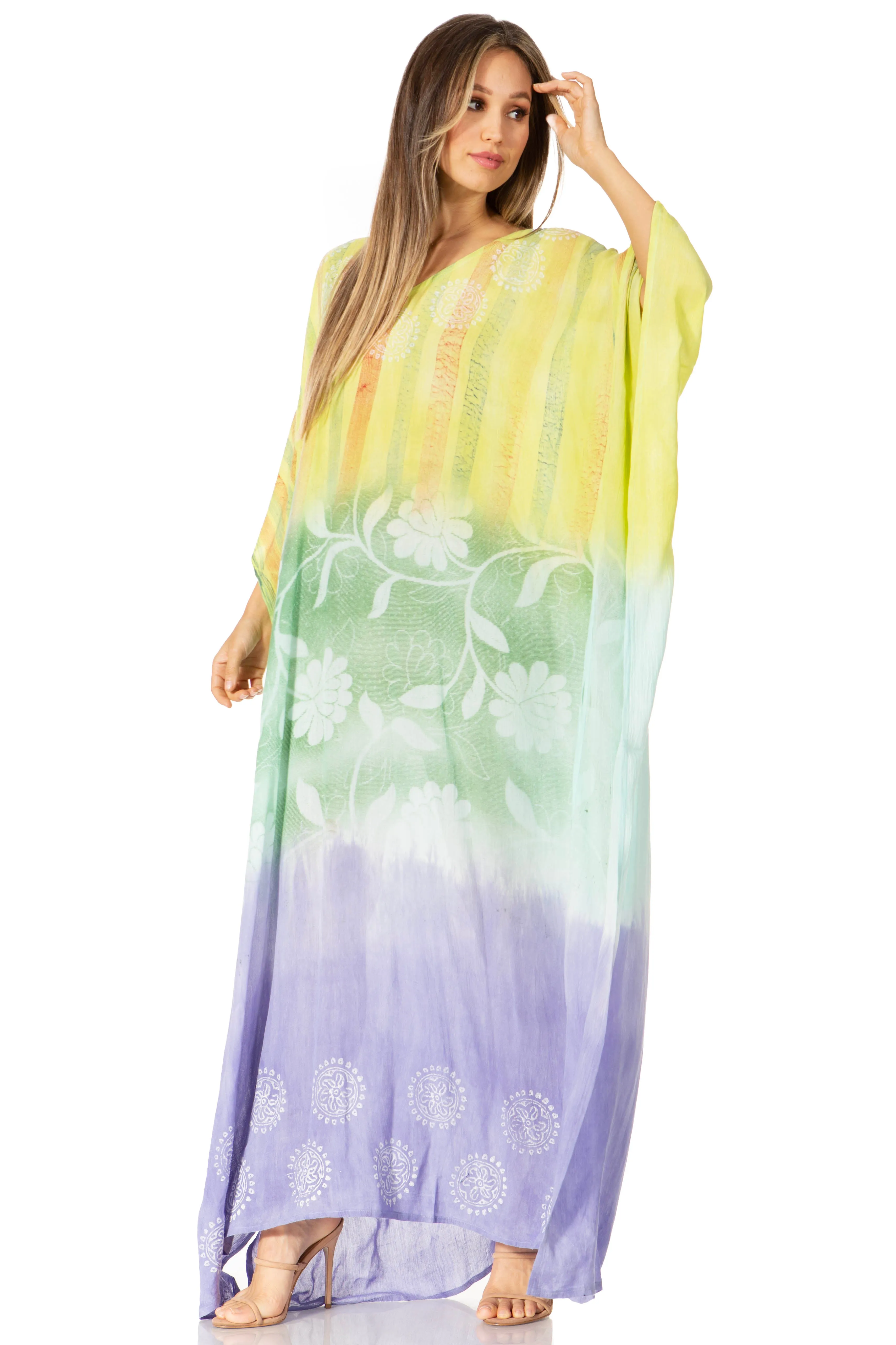 Sakkas Catia Women's Boho-Style Long Maxi Caftan for Lounging and Casual Wear