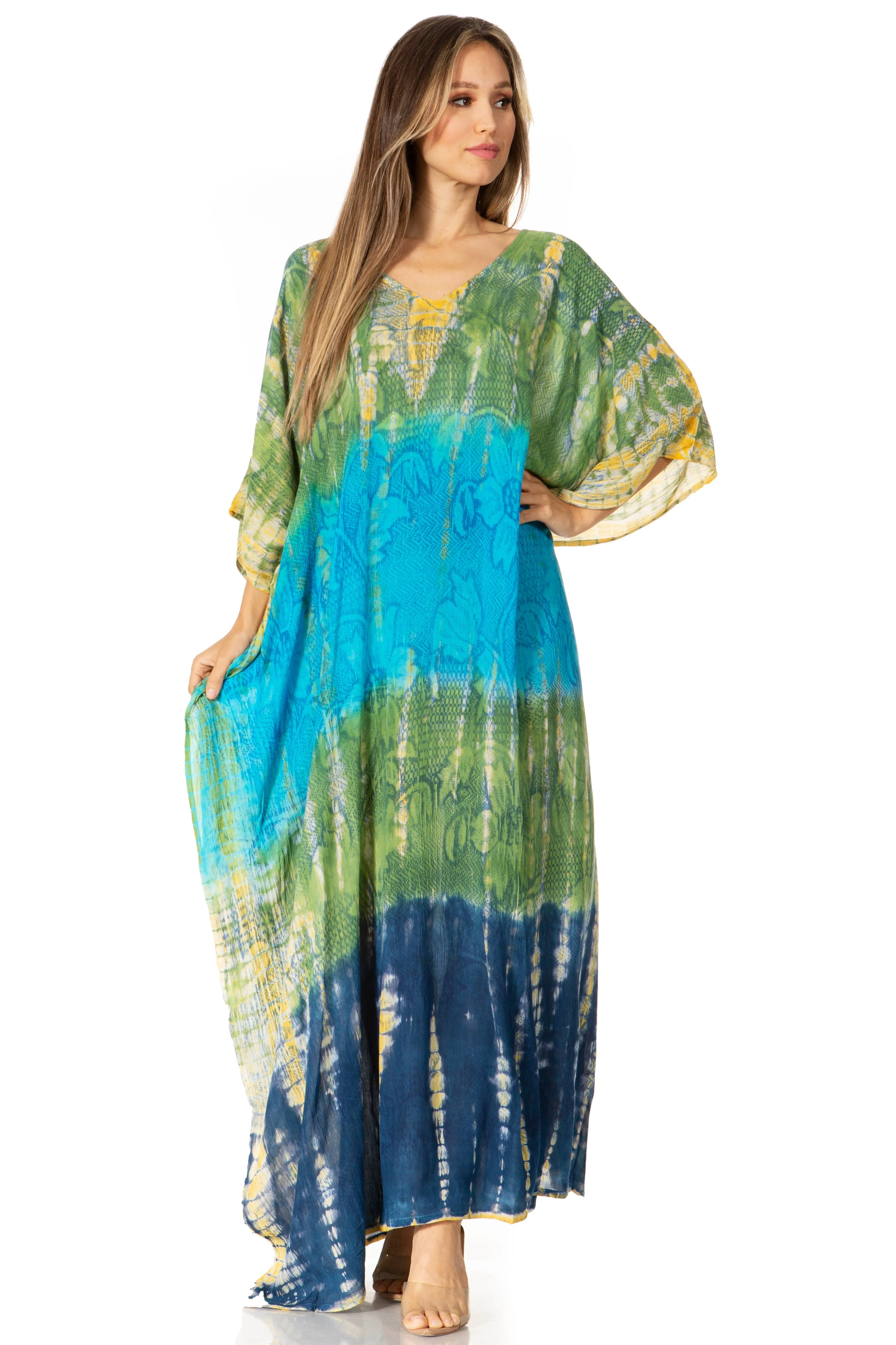 Sakkas Catia Women's Boho-Style Long Maxi Caftan for Lounging and Casual Wear