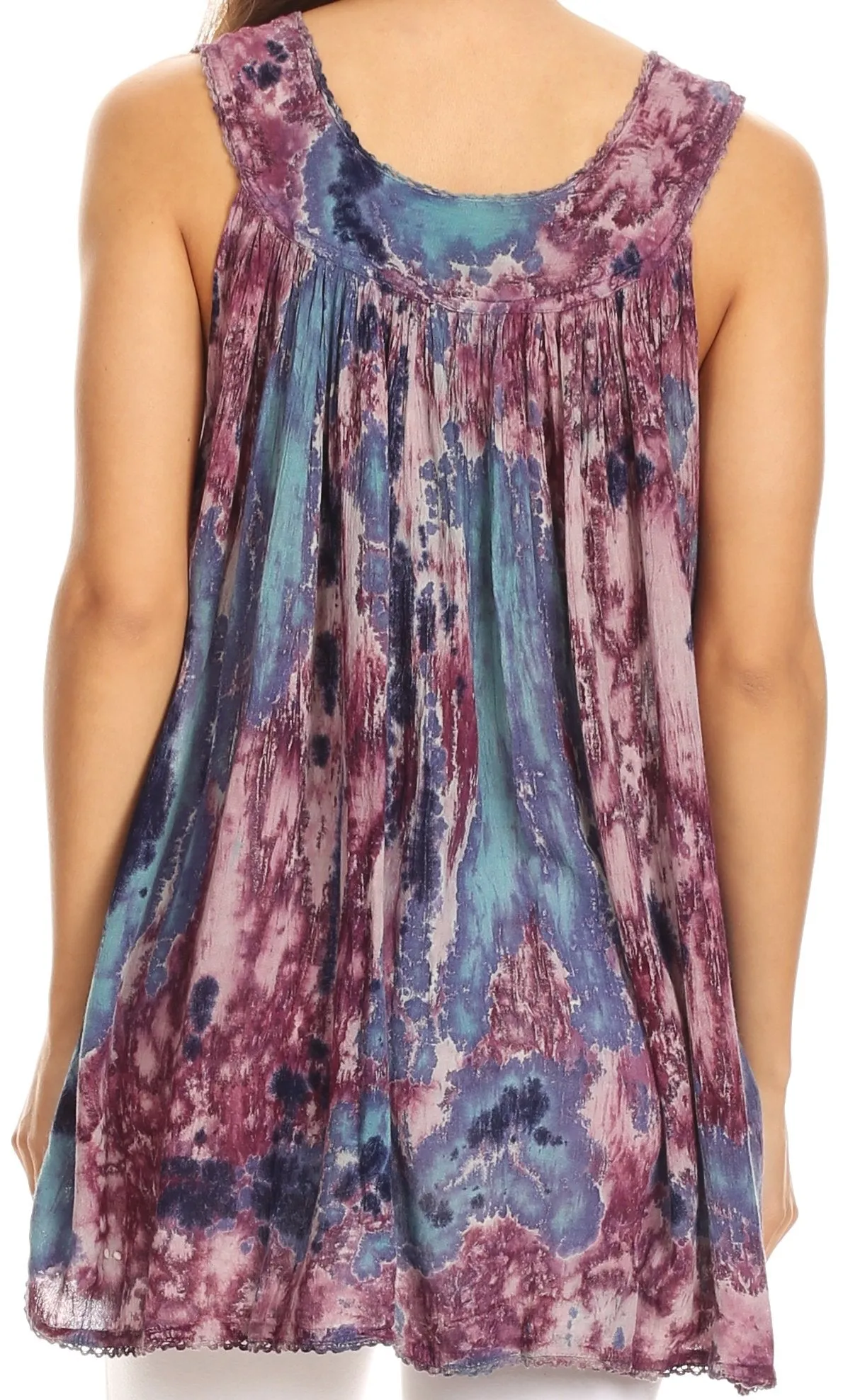 Sakkas Thea Watercolor Palm Tank with Sequins and Embroidery