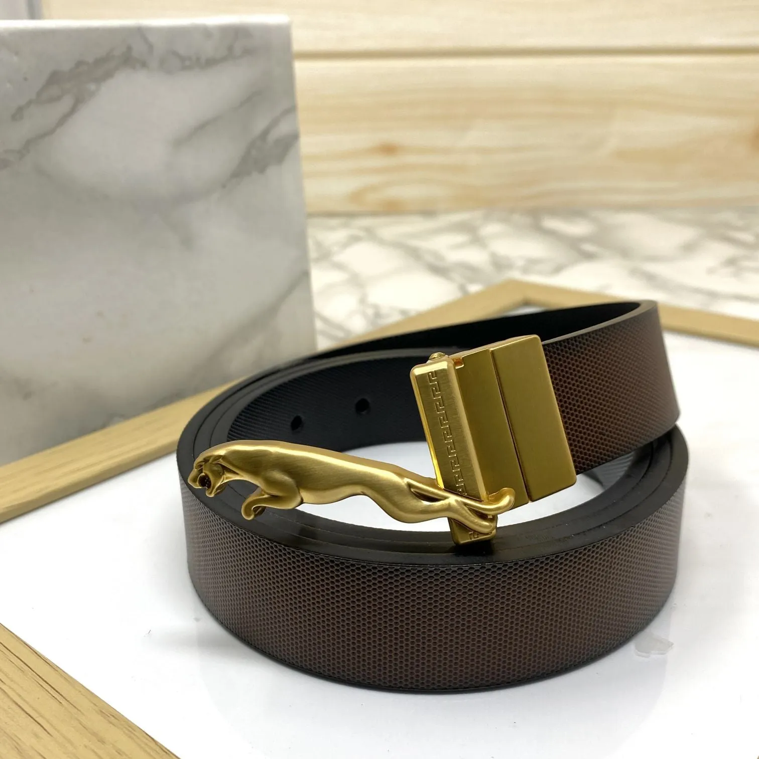 Small Jaguar Pattern Reversible Strap Belt -JonasParamount