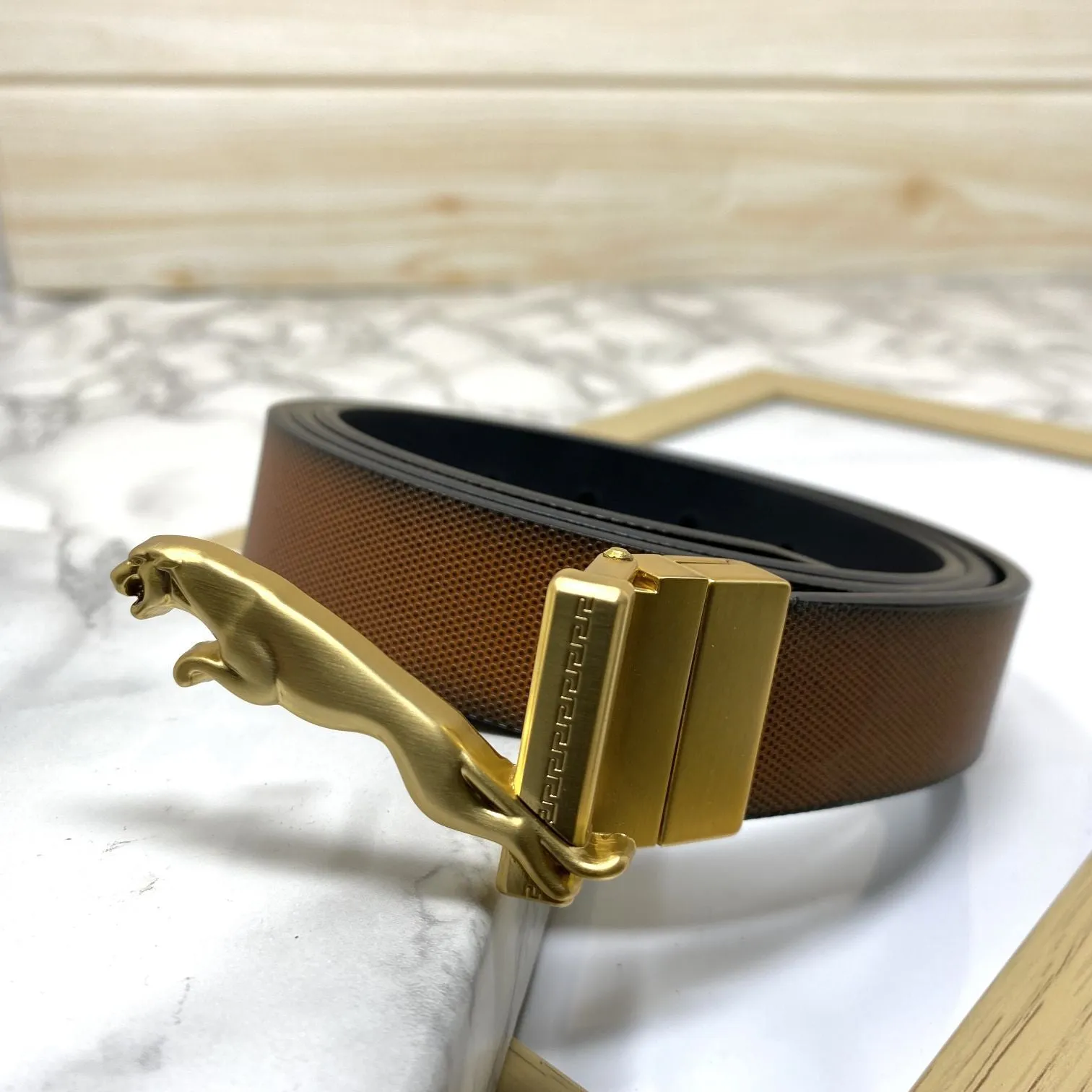 Small Jaguar Pattern Reversible Strap Belt -JonasParamount