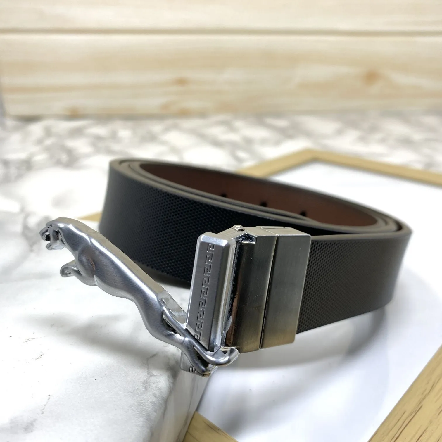 Small Jaguar Pattern Reversible Strap Belt -JonasParamount