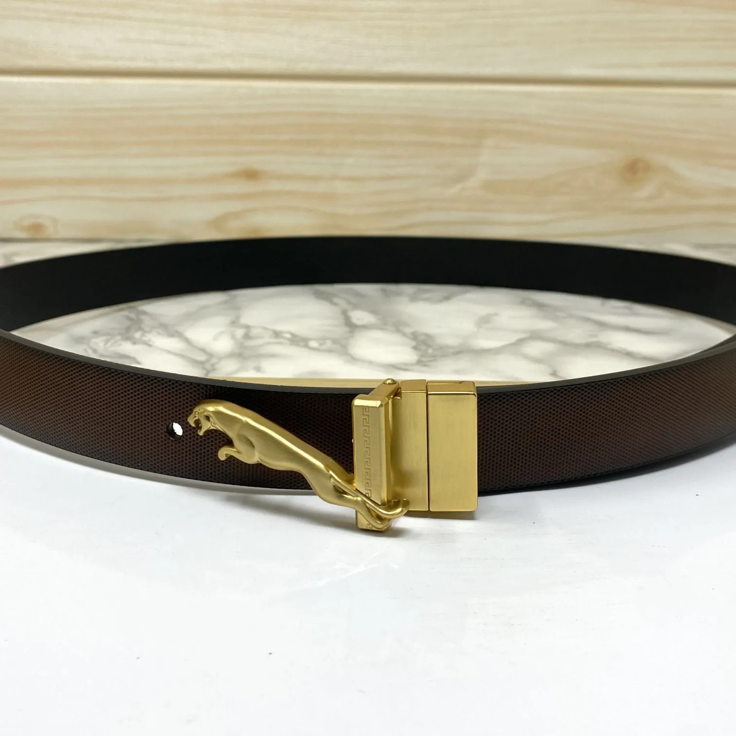 Small Jaguar Pattern Reversible Strap Belt -JonasParamount