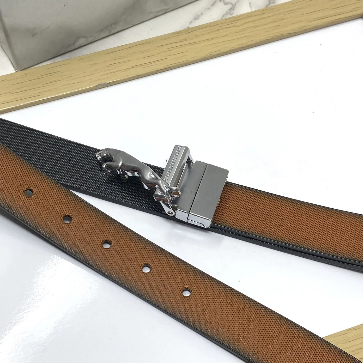 Small Jaguar Pattern Reversible Strap Belt -JonasParamount