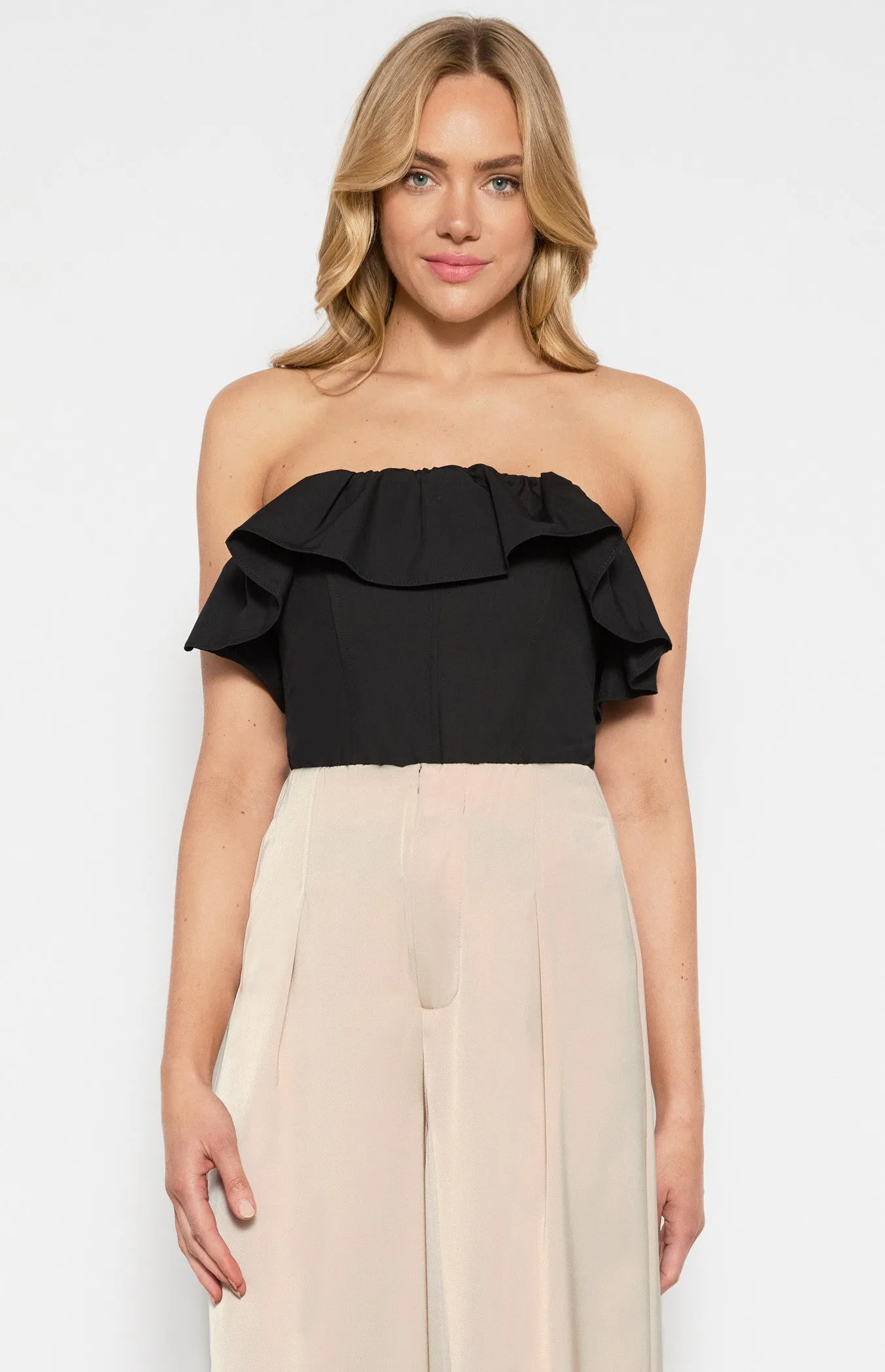 Strapless Ruffle Top Boning Top