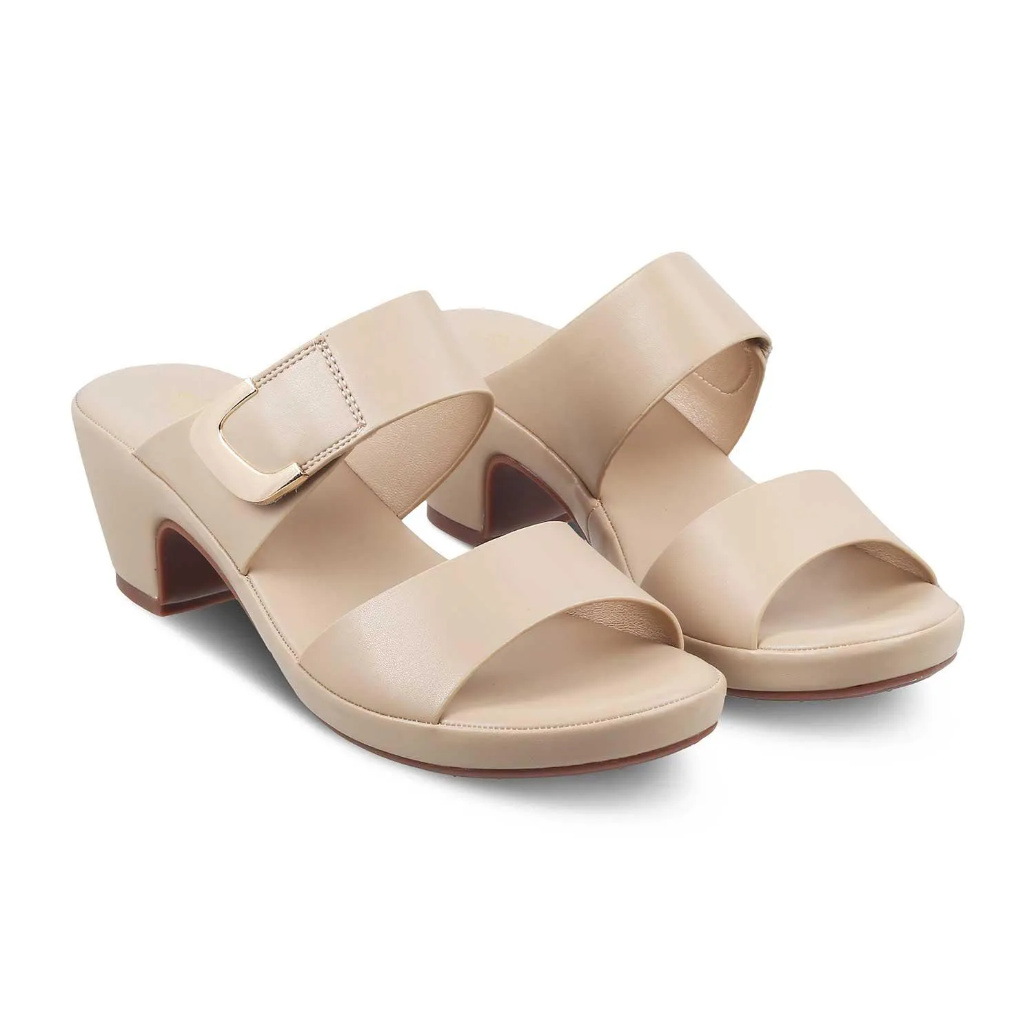 The Bona Beige Women's Casual Block Heel Sandals Tresmode