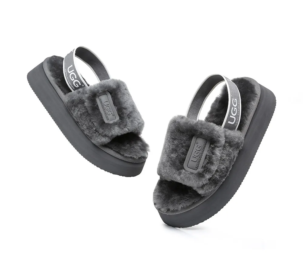 UGG Sandals Women Platform Fluffy Slides Poppin