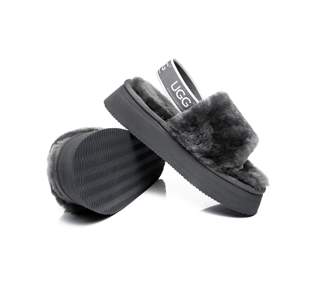 UGG Sandals Women Platform Fluffy Slides Poppin