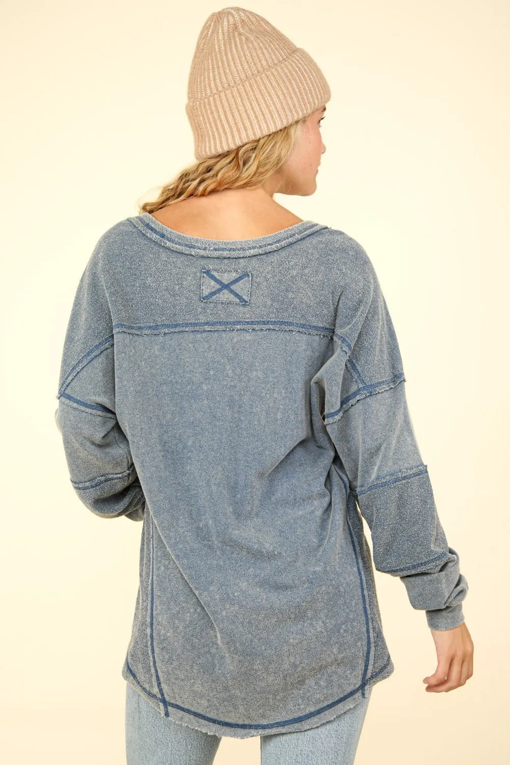 V-Neck Exposed Seam Top