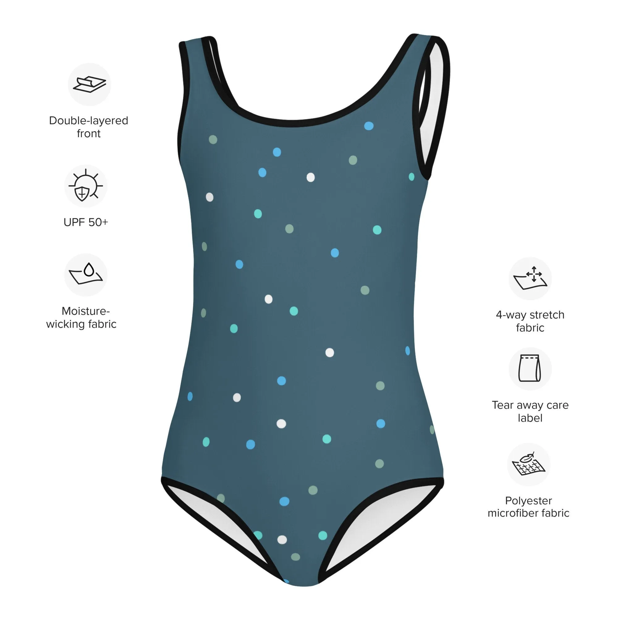 Wintery Blue Polka Dot Kids Toddler One Piece Swimsuit