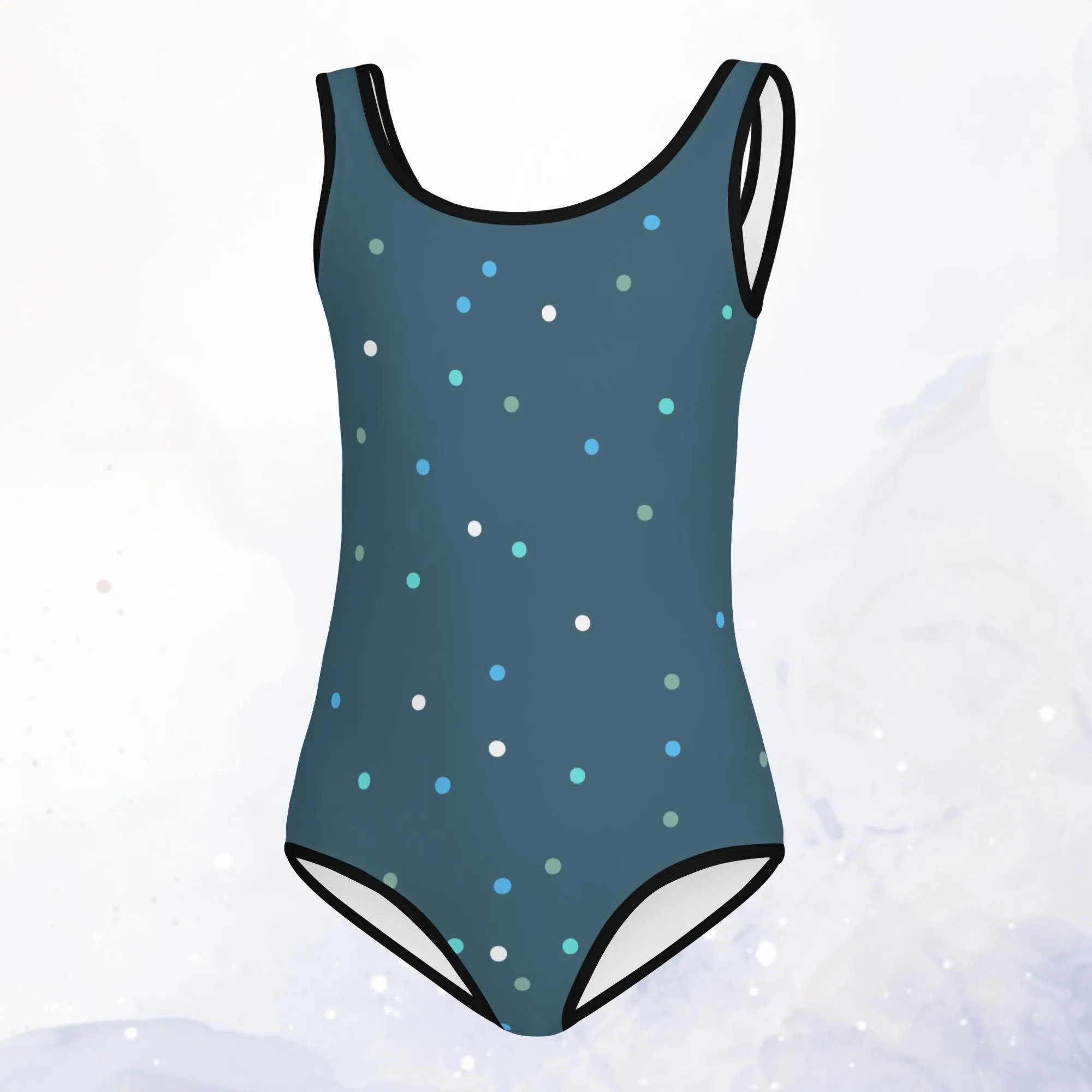 Wintery Blue Polka Dot Kids Toddler One Piece Swimsuit